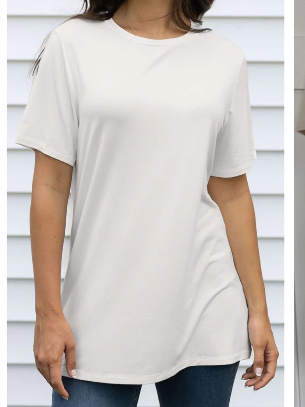 Grace & Lace Girlfriend Fit tee in Cream (L)